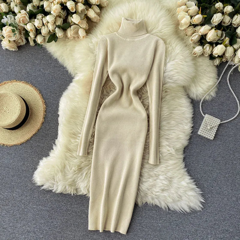 Turtleneck Knitted Bodycon Dress