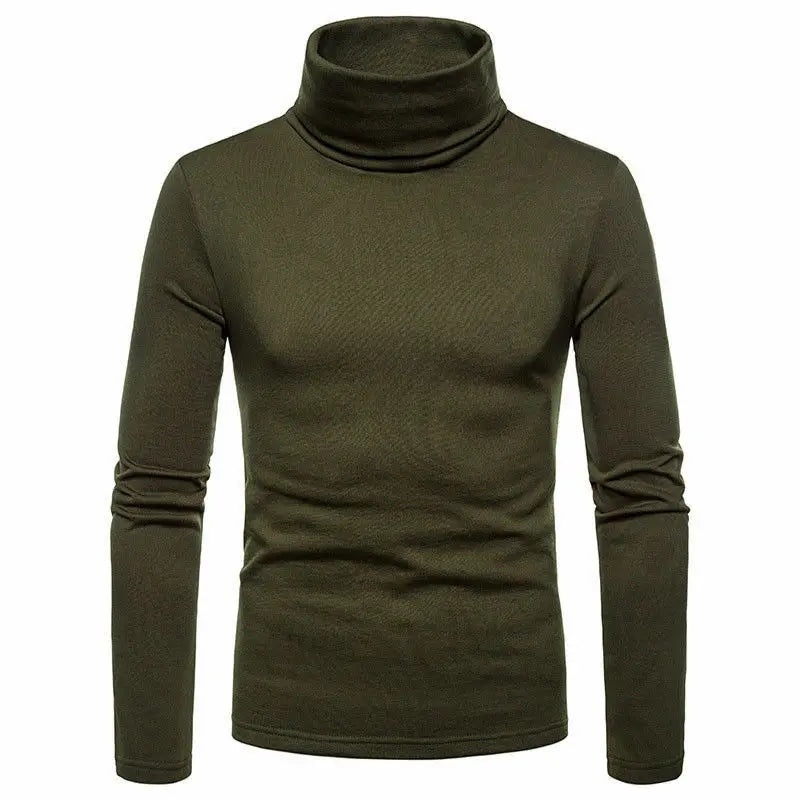 Men's Sweaters Winter Autumn Turtleneck Long Sleeve Plain Stretch Kintted Pullovers Basic Tops Slim Fit Fashion Mens Sweater