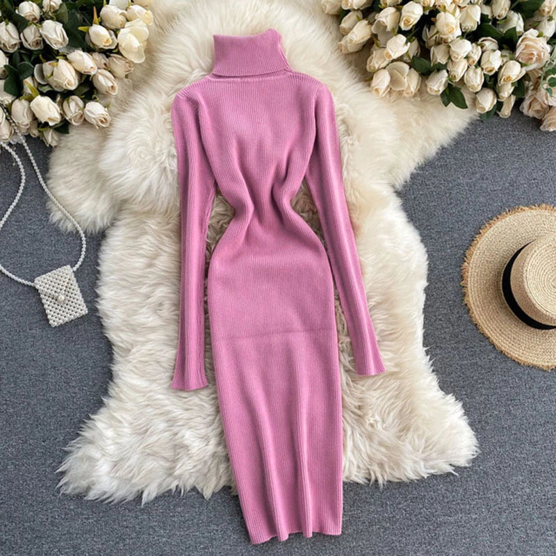 Turtleneck Knitted Bodycon Dress