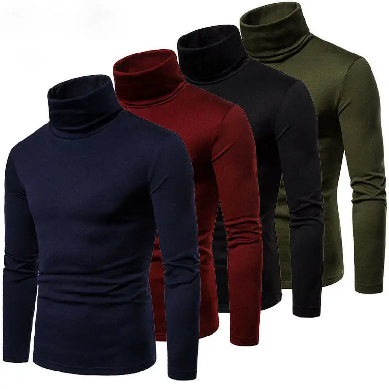 Men's Sweaters Winter Autumn Turtleneck Long Sleeve Plain Stretch Kintted Pullovers Basic Tops Slim Fit Fashion Mens Sweater