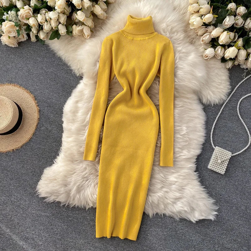 Turtleneck Knitted Bodycon Dress