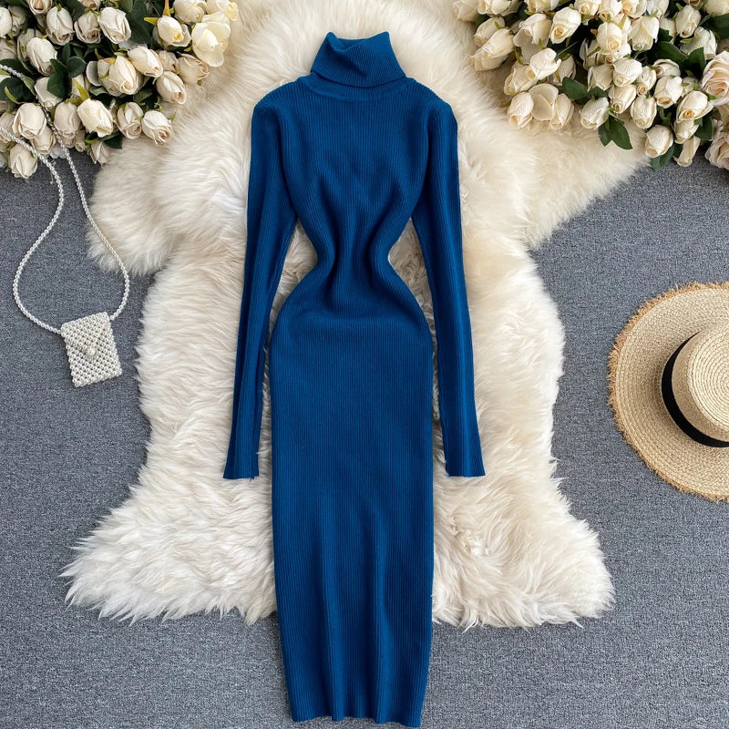 Turtleneck Knitted Bodycon Dress