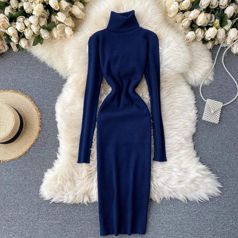 Turtleneck Knitted Bodycon Dress