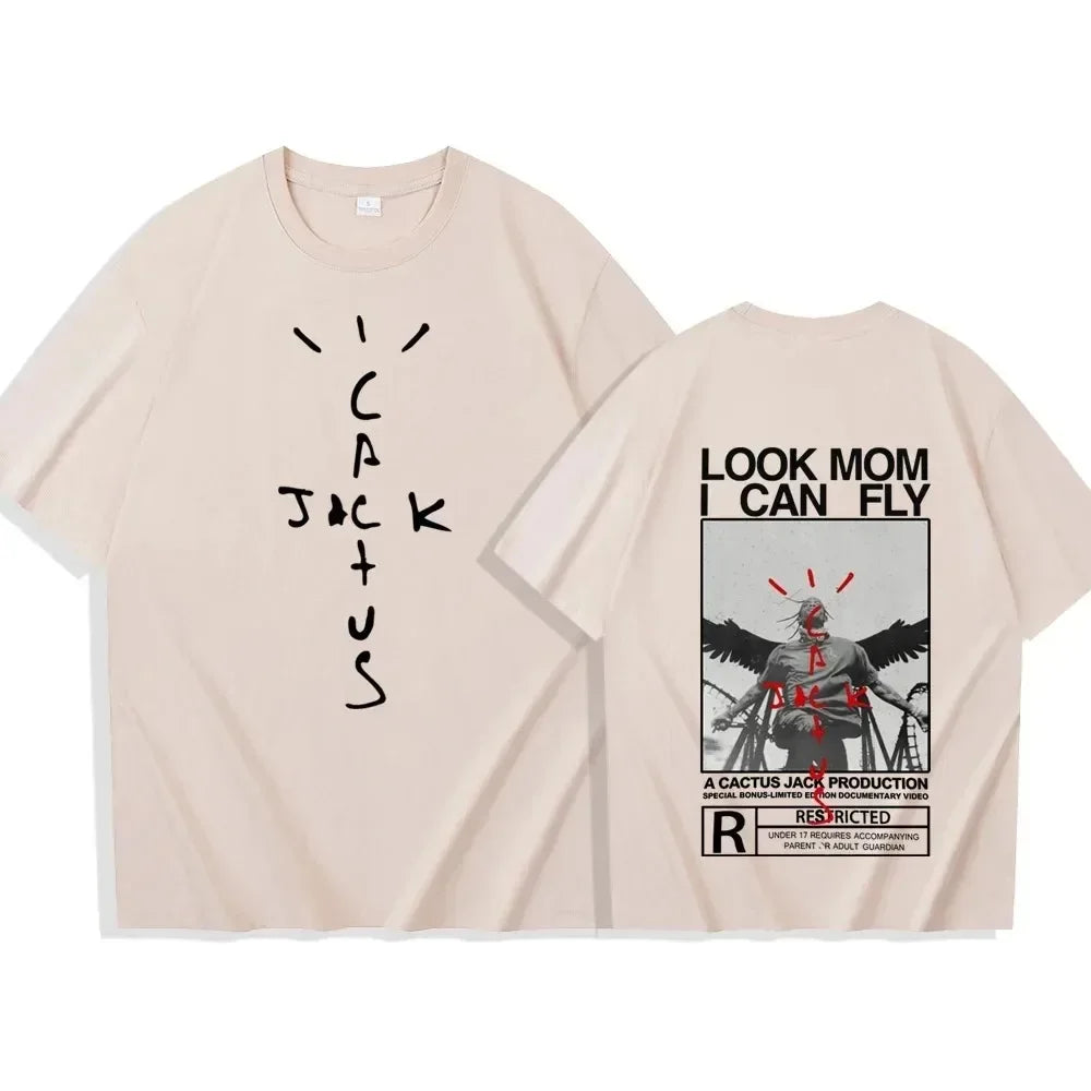 Summer Travis Look Mom I Can Fly T-Shirts Men Scott Shirt Unisex Harajuku O-Neck Tops Short Sleeve Tshirts