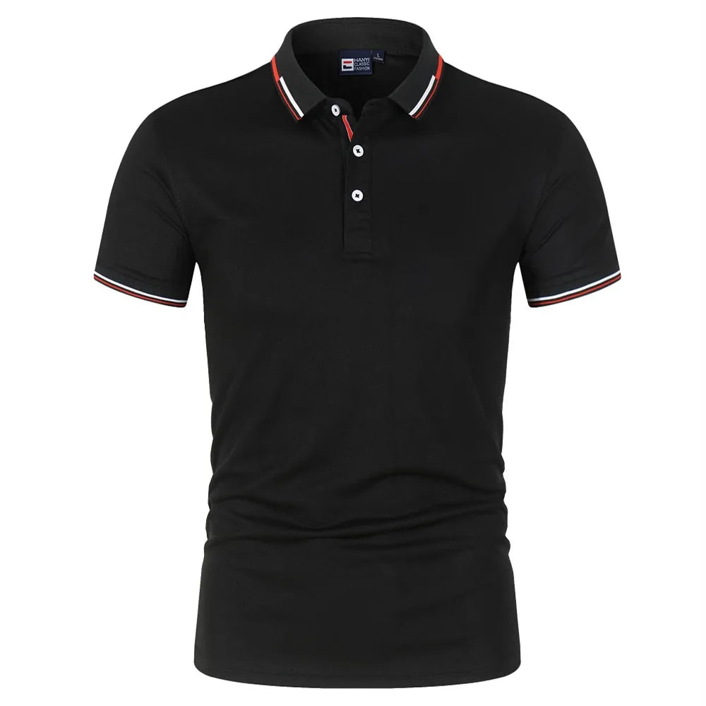 Men's Polo short sleeved slim fit polo shirt breathable lapel t-shirtmonochrome casual versatile top fashionable summer S-4XL