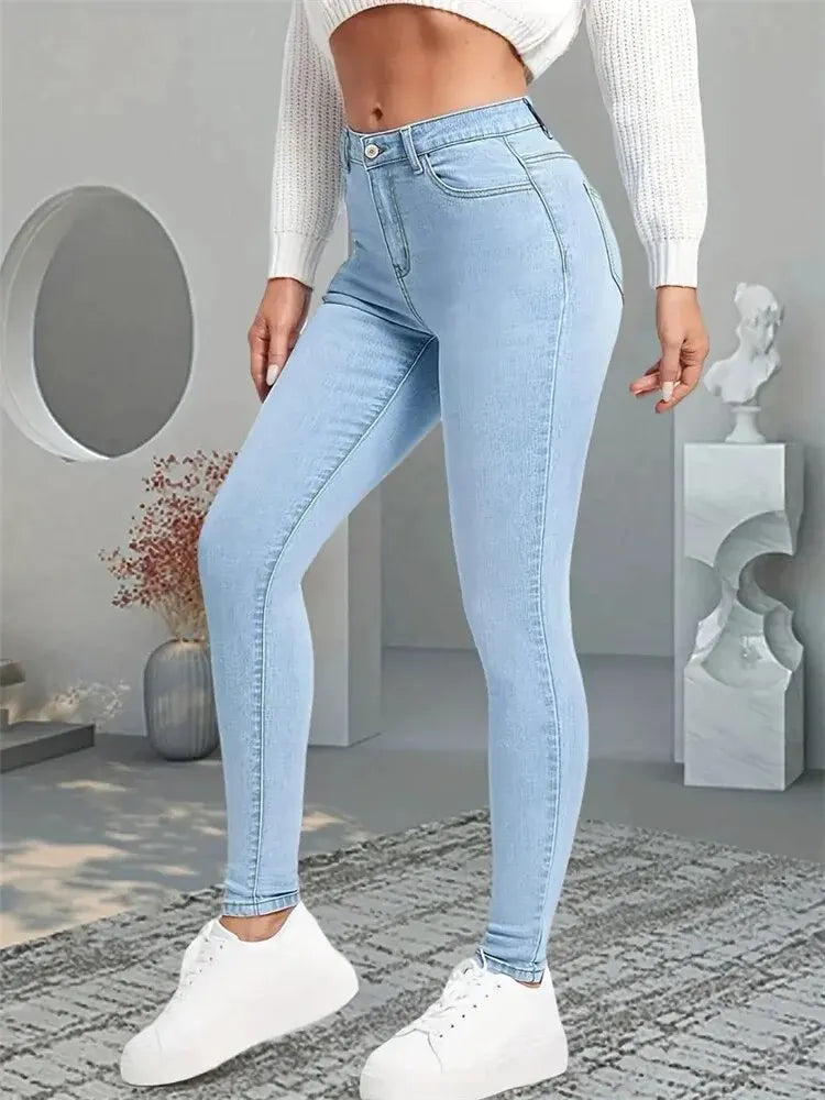 Women Stretch Skinny Jeans Lady Slim Fit Pencil Jeans Girls Leggings Straight Leg Denim Pants Blue Gray Black Sexy Long Trousers