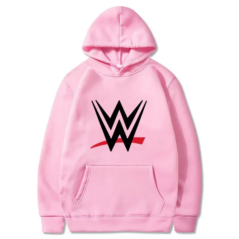 New WWE American Logo Printing Men's Loose Hoodie Women Fashion Pullover Hoody Casual Sweatshirt Men's Long Sleeve Streetwear