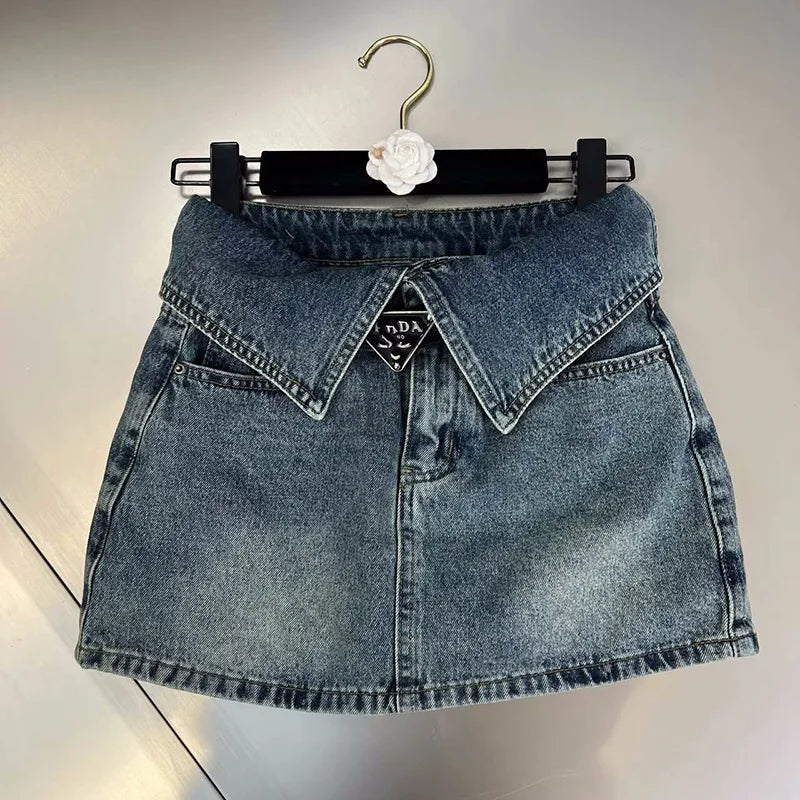 Fashion High Waist Denim Mini Skirt Women's 2023 Summer New Fashion Button Zipper Slim Fit Korean Street  Casual A-line Skirt