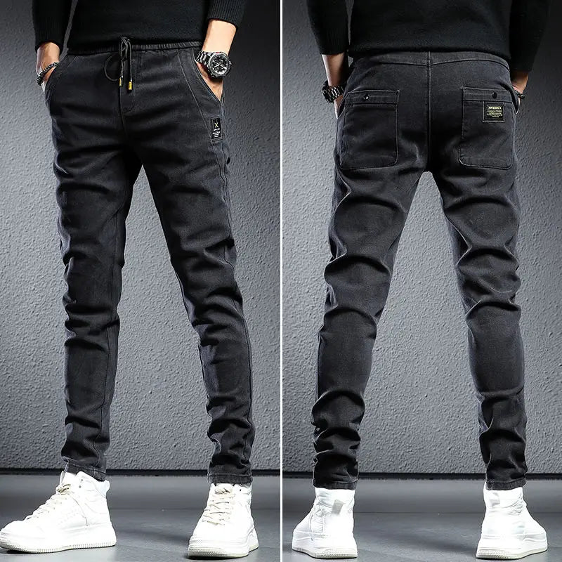 Men’s elastic waist fleece jeans