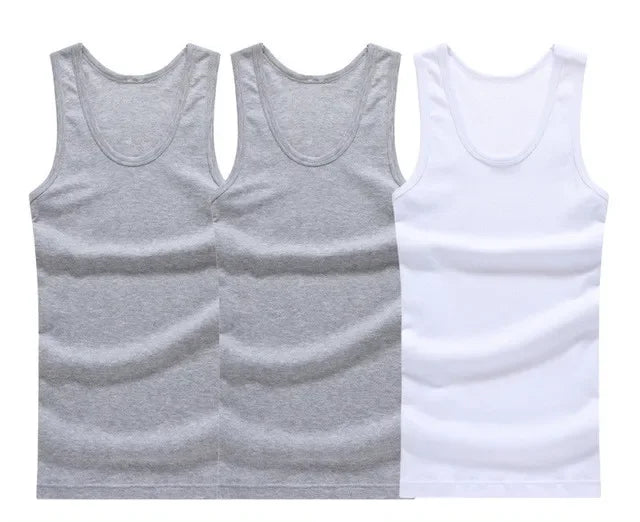 3pcs/lot Cotton Mens Underwear Sleeveless Tank Top Solid Muscle Vest Undershirts O-neck Gymclothing T-shirt men's vest Male 4XL