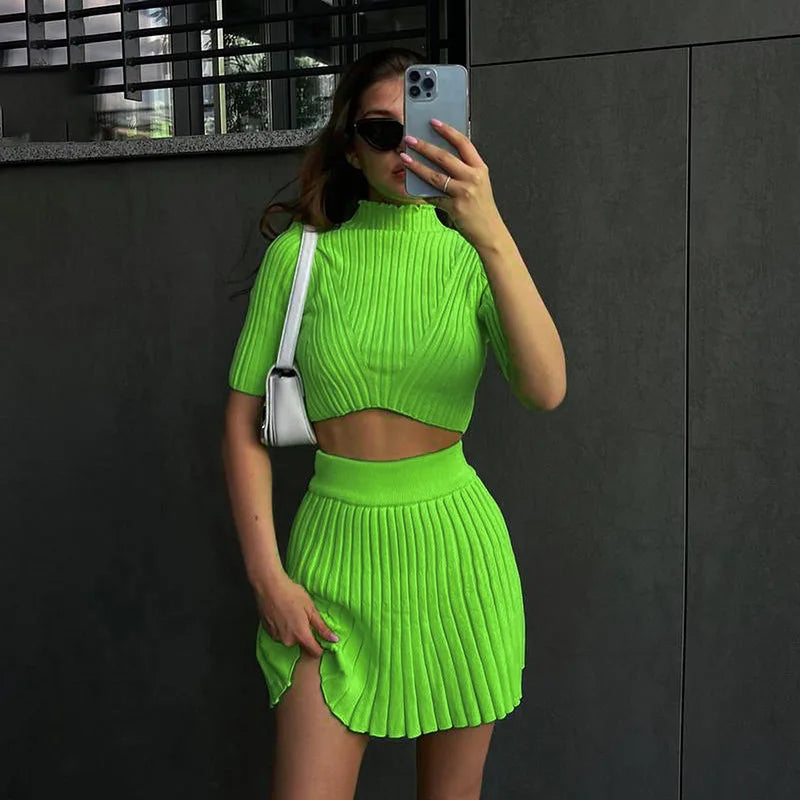 Women's Stripe Knitted 2-Piece Set