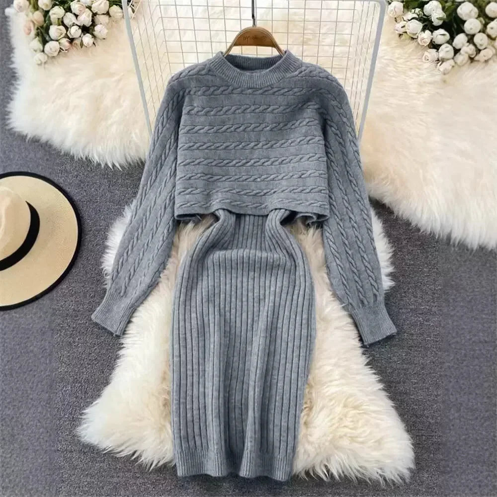 Women Sweater Dress Knit Long Sleeve & Casual Sleeveless Two Piece Sets Dress Sets Matching Sets Party Pullovers Autumn Winter