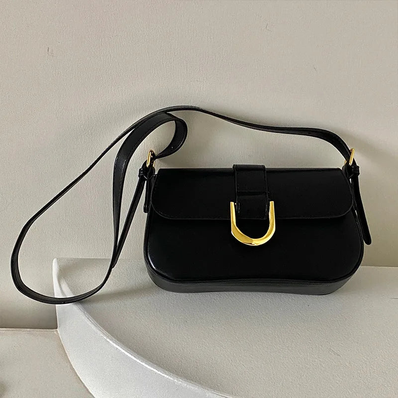 Luxury Fashion Handbags For Women Solid Color Zipper Half-moon Underarm Purse Female Summer 2024 Shoulder Bags Black White Brown