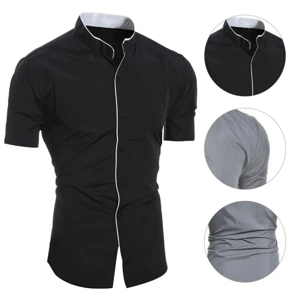 Summer Shirt Pure Color Slim Fit Formal Comfortable Men Shirt   Men Top  for Daily Wear