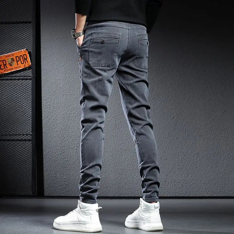 Men’s elastic waist fleece jeans