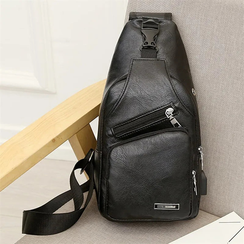 Men's Crossbody Bags Men's USB Chest Bag Designer Messenger Bag Leather Shoulder Bags Diagonal Package New Back Pack Travel 2024