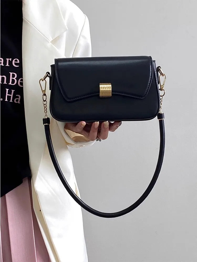 Luxury Fashion Handbags For Women Solid Color Zipper Half-moon Underarm Purse Female Summer 2024 Shoulder Bags Black White Brown