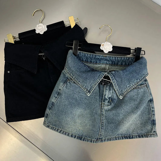 Fashion High Waist Denim Mini Skirt Women's 2023 Summer New Fashion Button Zipper Slim Fit Korean Street  Casual A-line Skirt