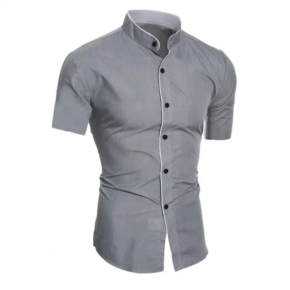 Summer Shirt Pure Color Slim Fit Formal Comfortable Men Shirt   Men Top  for Daily Wear