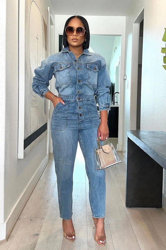 Denim Stretch Overalls jumpsuit