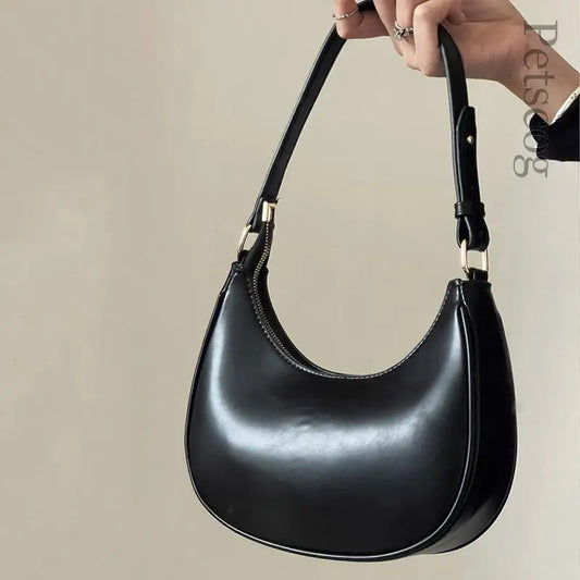 Luxury Fashion Handbags For Women Solid Color Zipper Half-moon Underarm Purse Female Summer 2024 Shoulder Bags Black White Brown