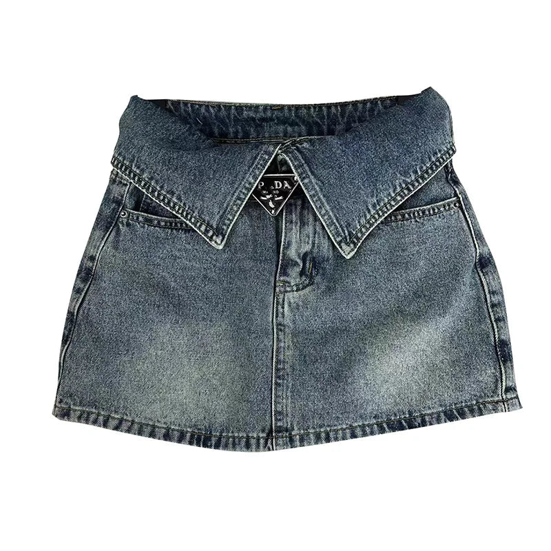 Fashion High Waist Denim Mini Skirt Women's 2023 Summer New Fashion Button Zipper Slim Fit Korean Street  Casual A-line Skirt