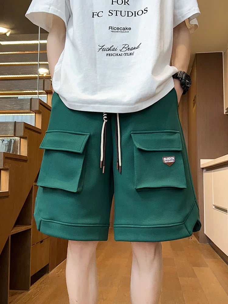 Summer Multi-pocket Men Cargo Shorts 2024 New Casual Retro Baggy Classic Short Pants Drawstring Y2K Streetwear Bermudas Hombre