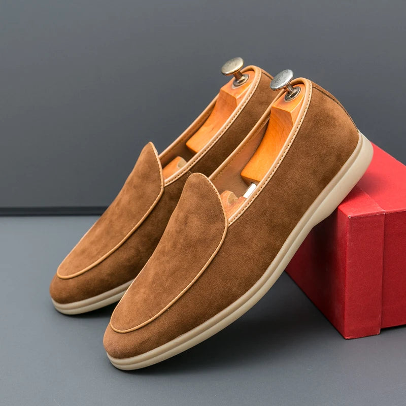 Autumn High-quality Suede Mens Loafers Simple Flat Casual Shoes Luxury Brand Nubuck Leather Outdoor Mocasin Party Wedding Shoes