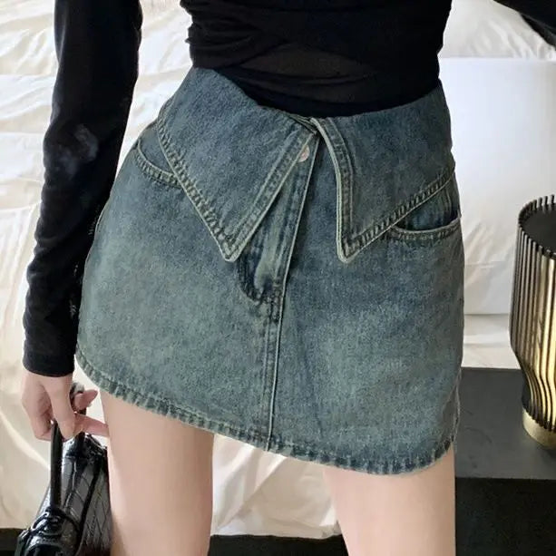 Fashion High Waist Denim Mini Skirt Women's 2023 Summer New Fashion Button Zipper Slim Fit Korean Street  Casual A-line Skirt