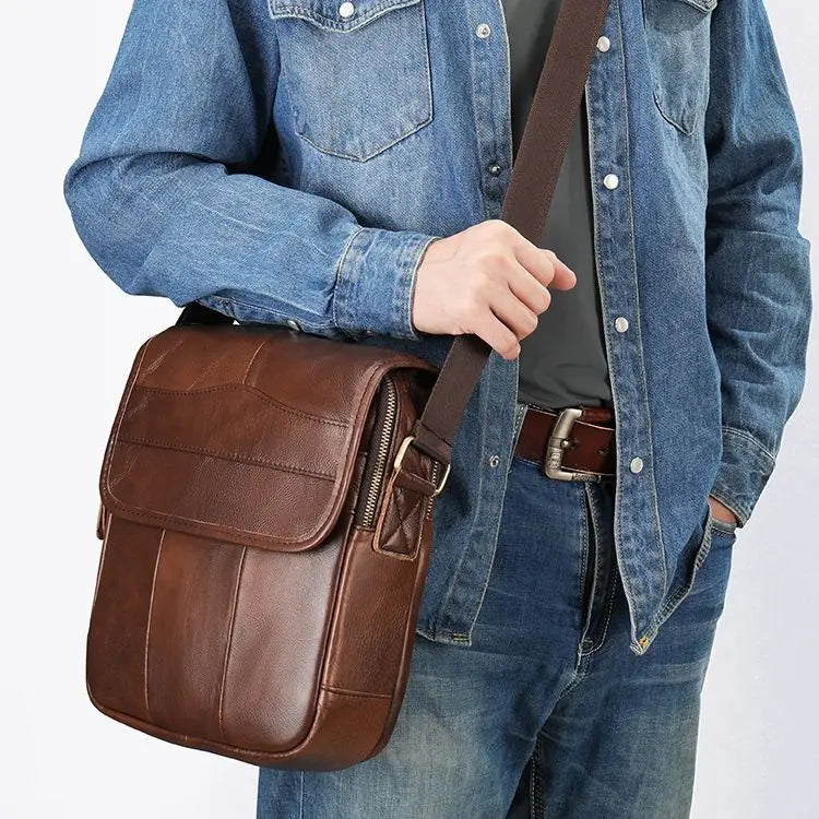 WESTAL Designer Men's Shoulder Bag Husband Gift Messenger Bag Men Genuine Leather Cover Crossbody Bags for Men Leather Flap