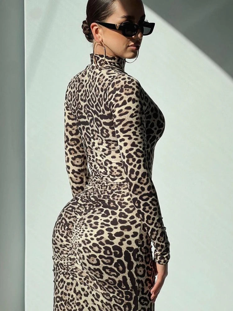 CNYISHE Leopard Print Bodycon   Dresse