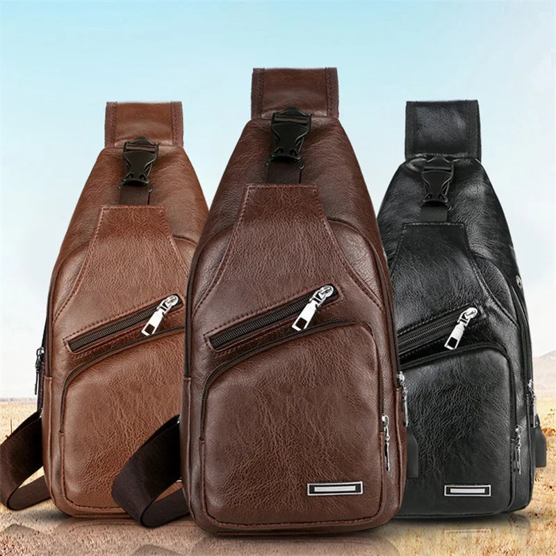 Men's Crossbody Bags Men's USB Chest Bag Designer Messenger Bag Leather Shoulder Bags Diagonal Package New Back Pack Travel 2024