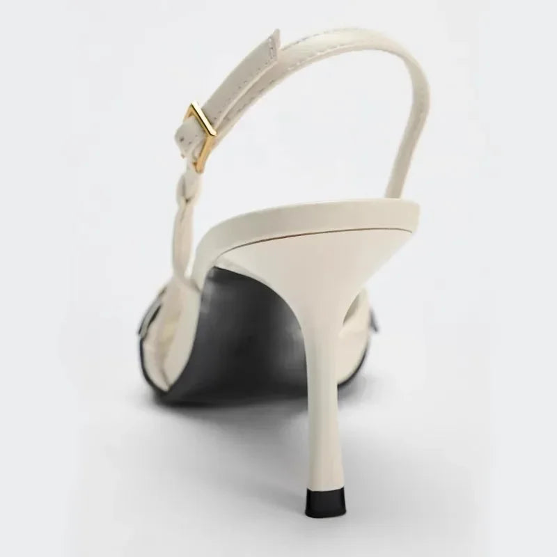 Sexy Pointed Toe Thin Heels Sandals Women Belt Buckle Elegant Slingback High Heels Female Brand Mules Pumps Zapatos De Mujer