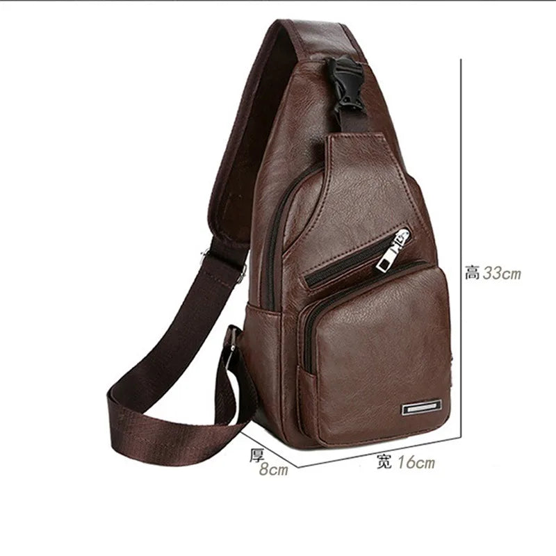 Men's Crossbody Bags Men's USB Chest Bag Designer Messenger Bag Leather Shoulder Bags Diagonal Package New Back Pack Travel 2024