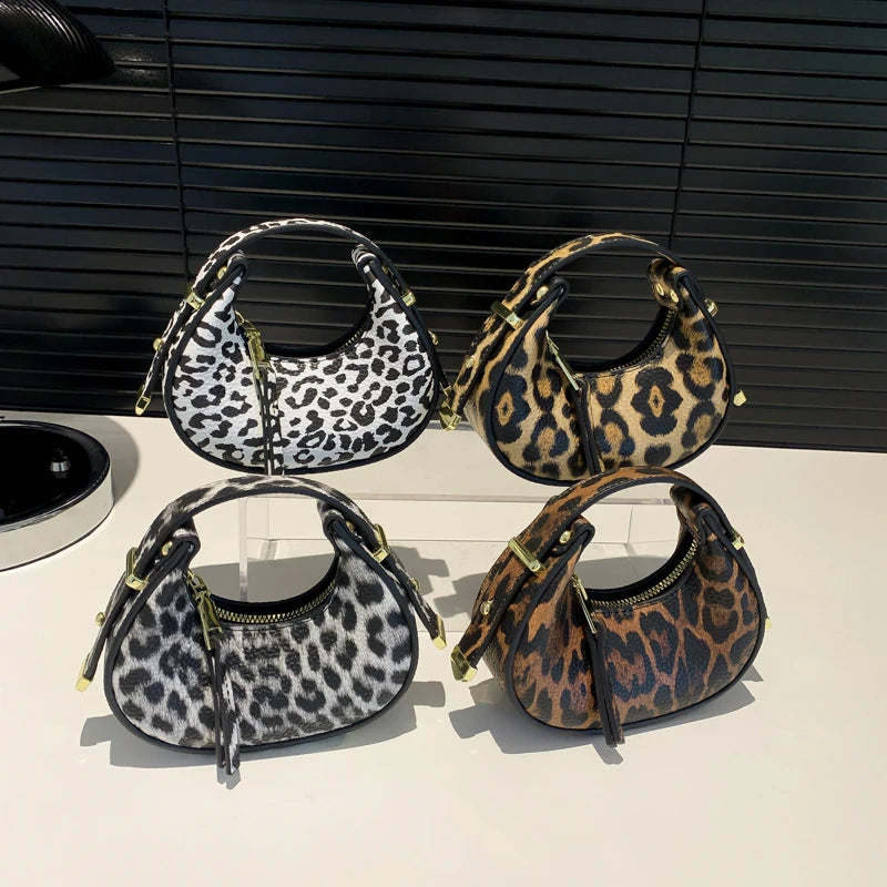 LEFTSIDE Mini Leopard PU Leather Crossbody Bags For Women 2024 Y2K Trend Female Korean Fashion Lady Shoulder Bag Lady Handbags