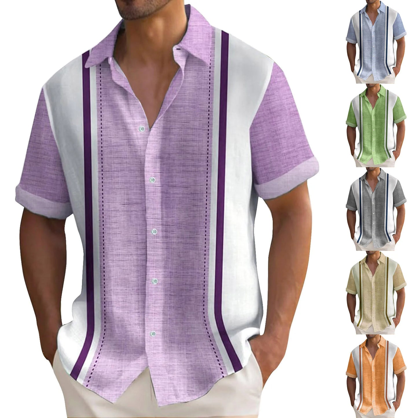 Summer Men'S Clothing Casual Simple Comfortable Hawaiian Print Short-Sleeved Shirt Camisas De Hombre