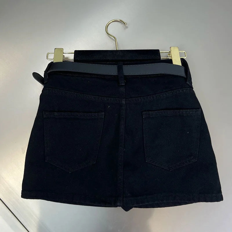 Fashion High Waist Denim Mini Skirt Women's 2023 Summer New Fashion Button Zipper Slim Fit Korean Street  Casual A-line Skirt