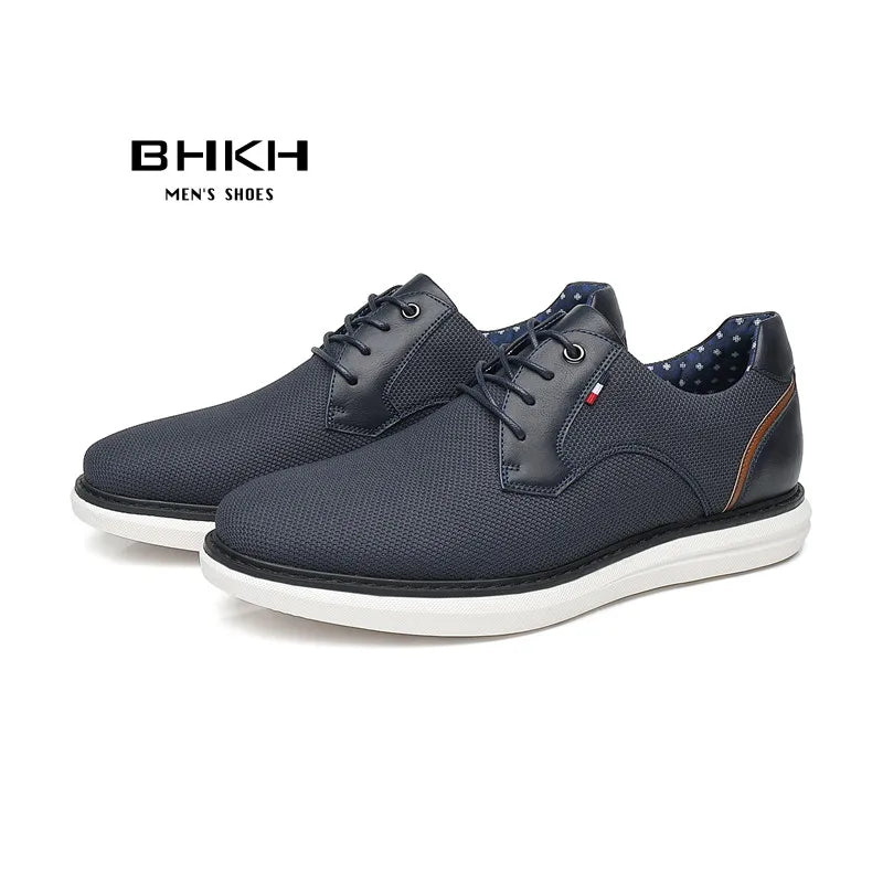 BHKH Genuine Leather Dress Shoes Comfy Men Casual Shoes Smart Business Work Office Lace-up Men Shoes