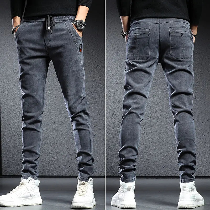 Men’s elastic waist fleece jeans