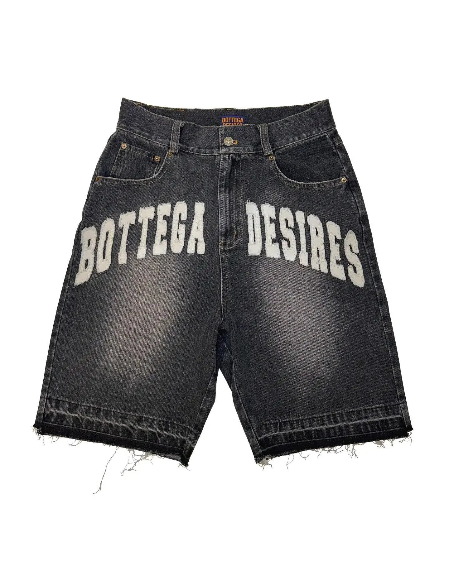 Gothic street hip-hop washed denim shorts men's Harajuku punk patchwork fashion beach shorts y2k casual fitness sports pants