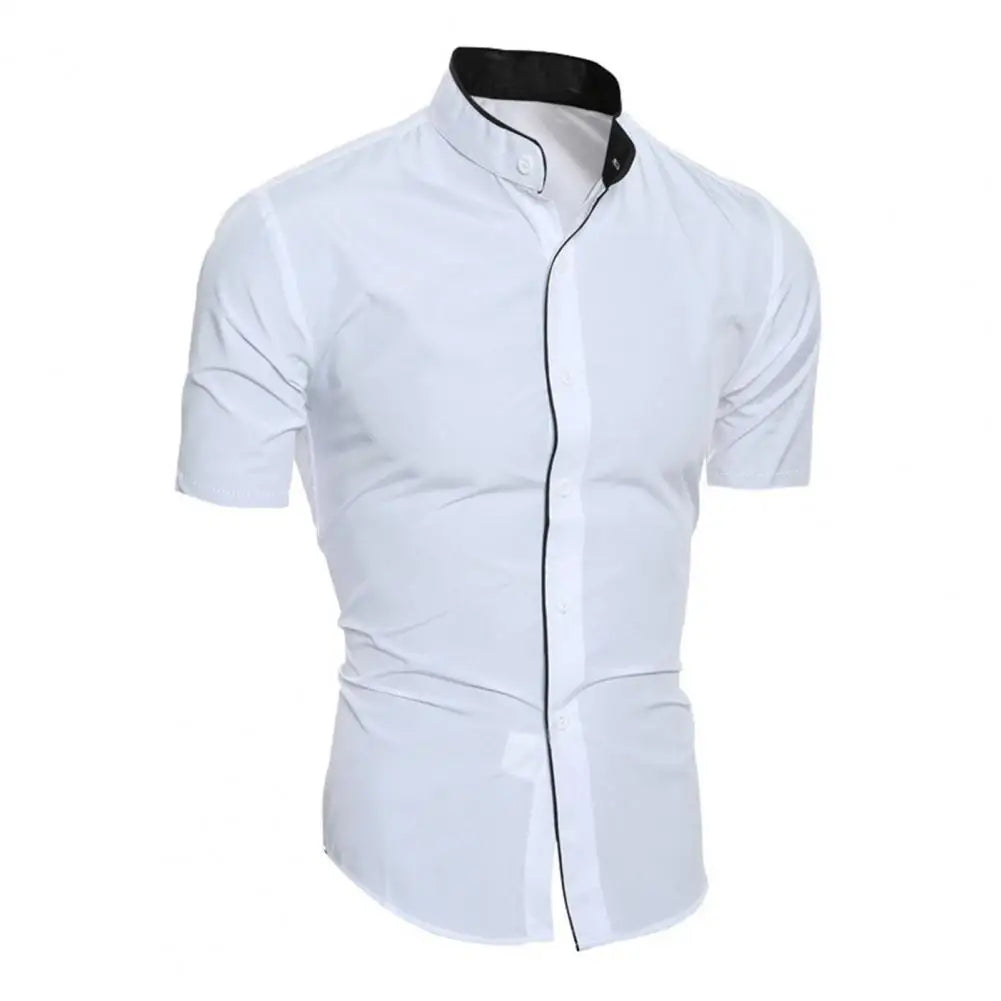 Summer Shirt Pure Color Slim Fit Formal Comfortable Men Shirt   Men Top  for Daily Wear