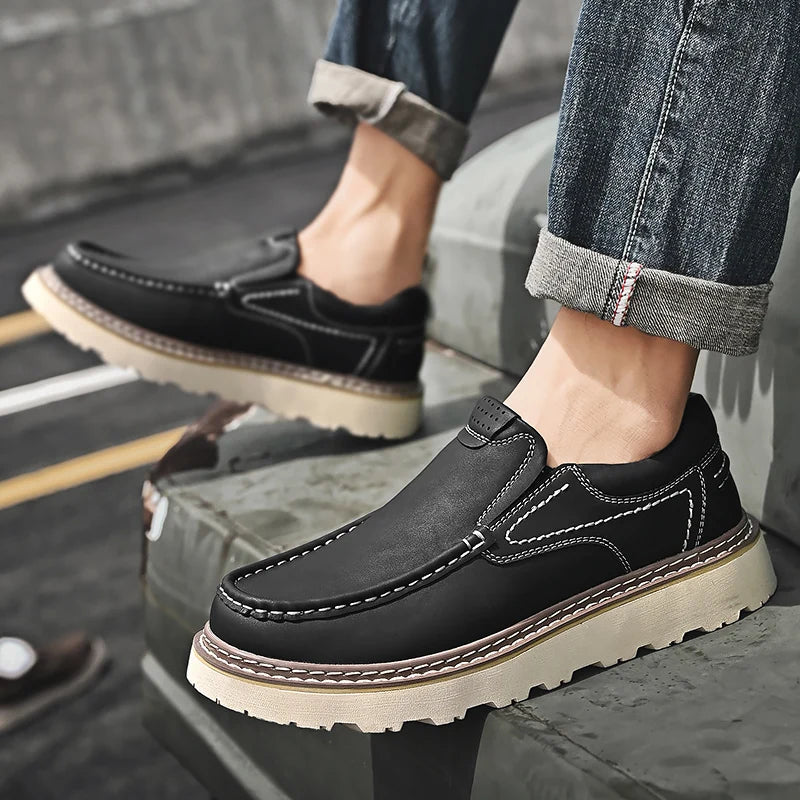 Luxury Brand Men New Winter Genuine Leather Casual Shoes Fashion Business Oxford Shoes High Quality Designer Work Shoes