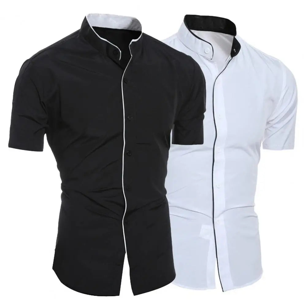 Summer Shirt Pure Color Slim Fit Formal Comfortable Men Shirt   Men Top  for Daily Wear