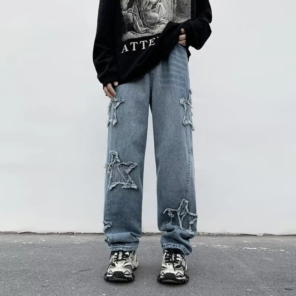 Men's Denim Trousers Casual Jeans for Men Baggy Loose Streetwear Men Pants Star graphic Y2K Harajuku Fashion