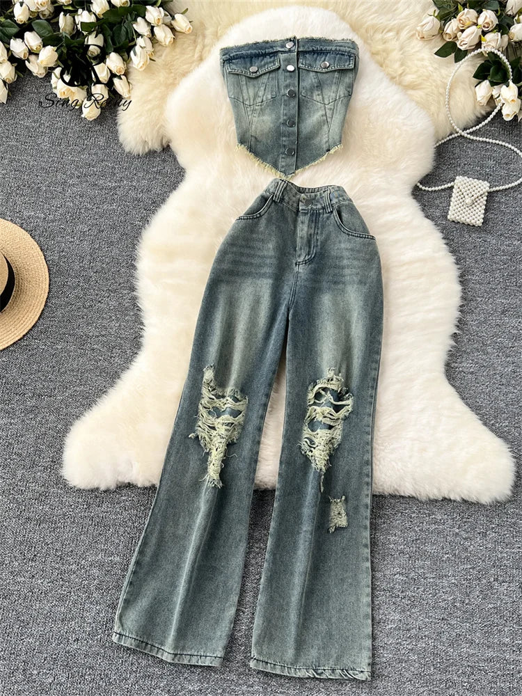 Hot Girl Denim pants set