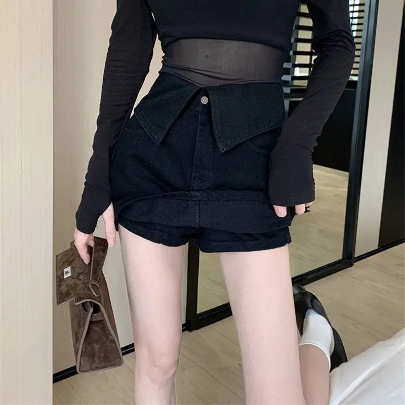 Fashion High Waist Denim Mini Skirt Women's 2023 Summer New Fashion Button Zipper Slim Fit Korean Street  Casual A-line Skirt