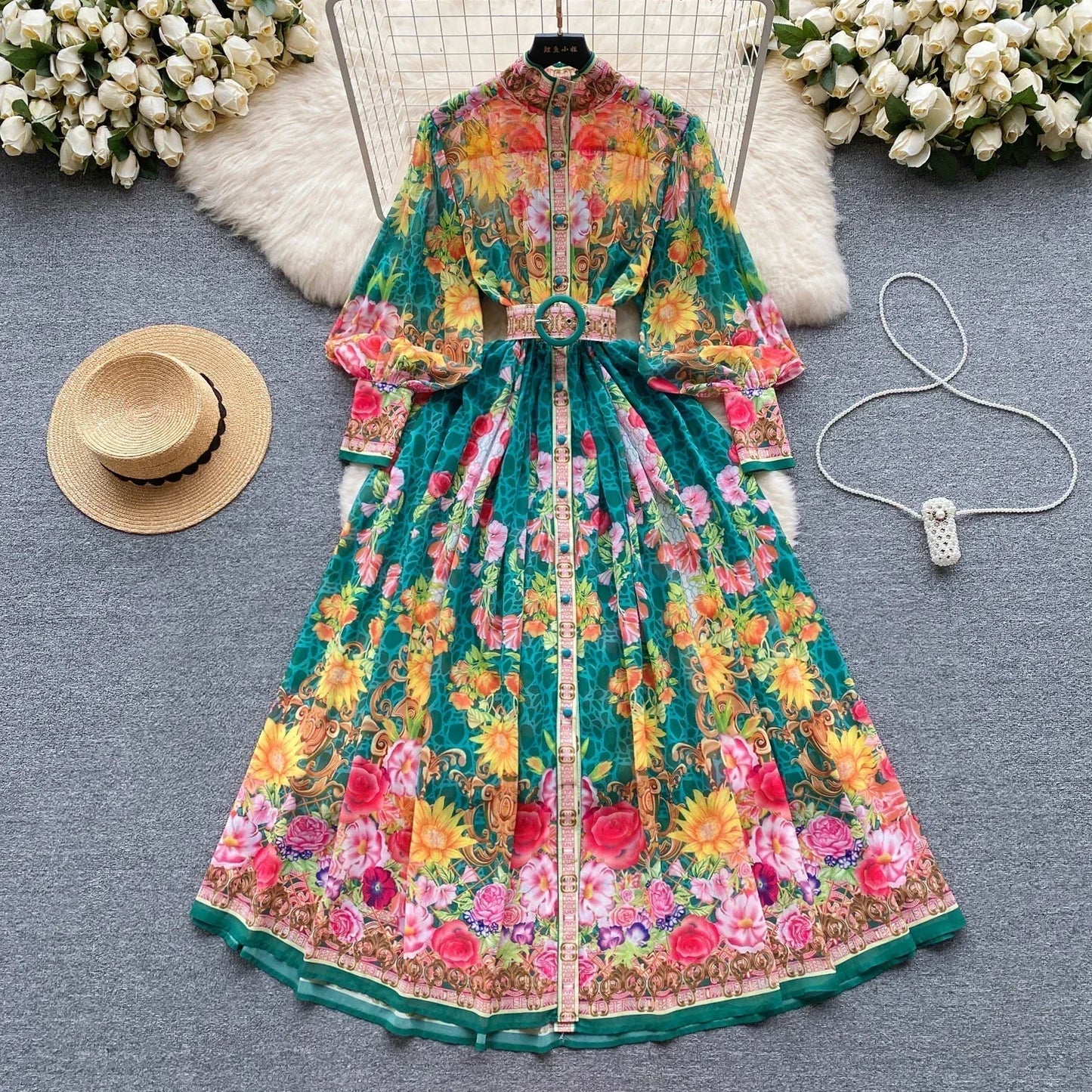 Bohemian Slim Waist Belt Fashion Dress