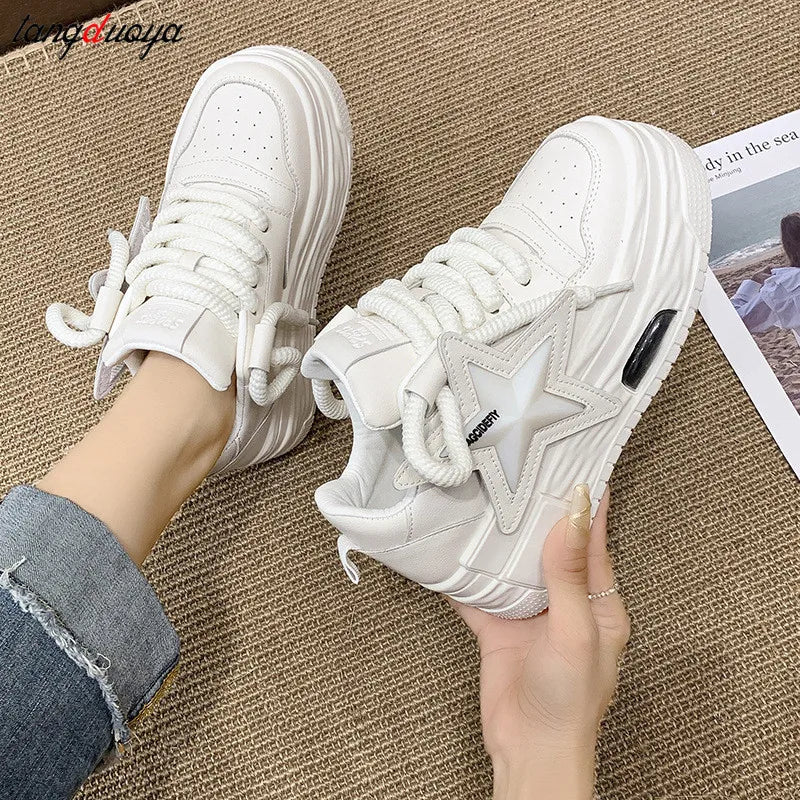 pink sneakers women Platform Casual shoes Fashion thick soled non slip board shoes Women 2024 new Outdoors Chunky Walking Shoes