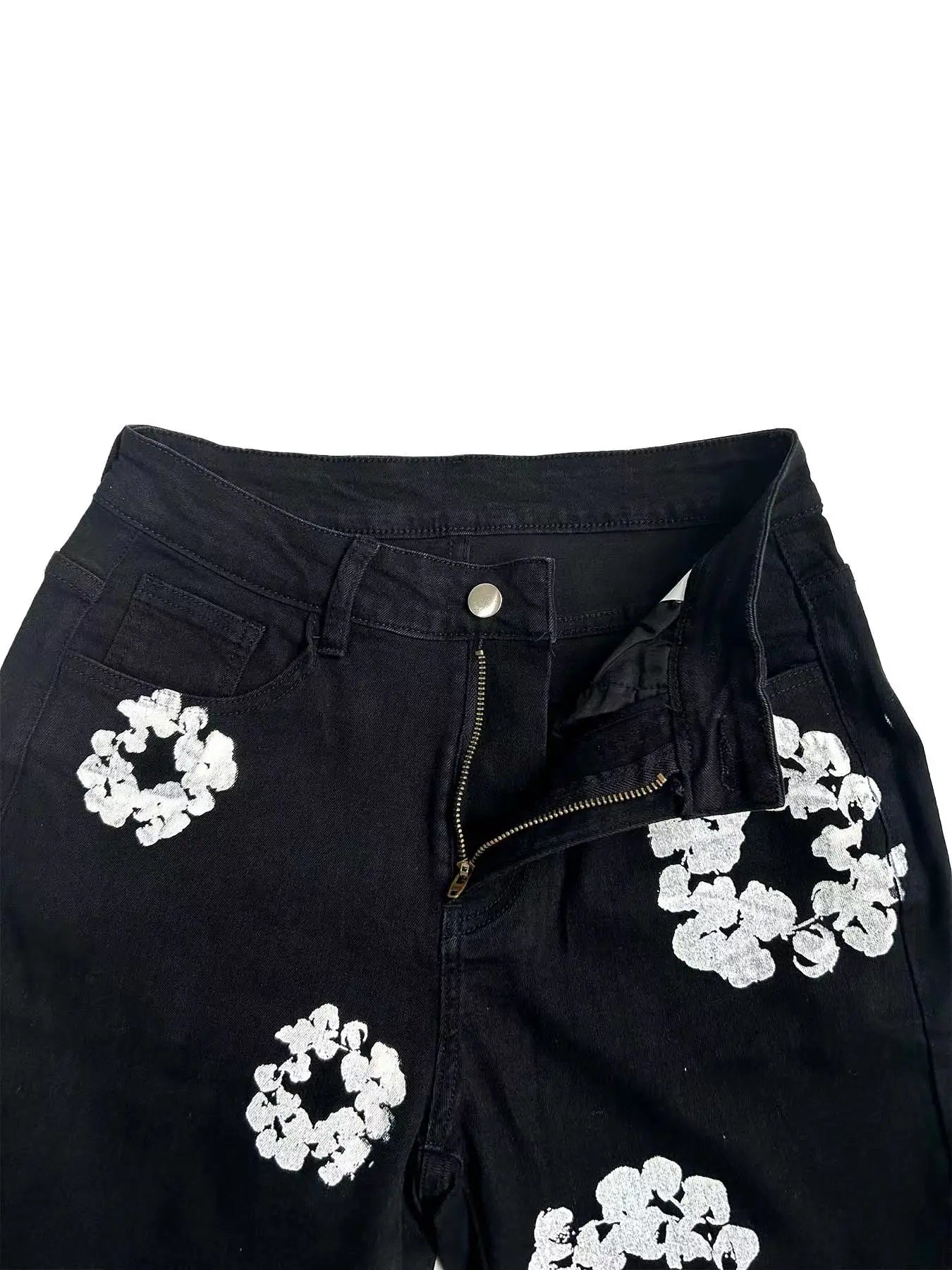 Floral Print Jeans Stretch Pencil Pants