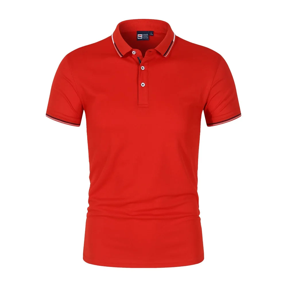 Men's Polo short sleeved slim fit polo shirt breathable lapel t-shirtmonochrome casual versatile top fashionable summer S-4XL